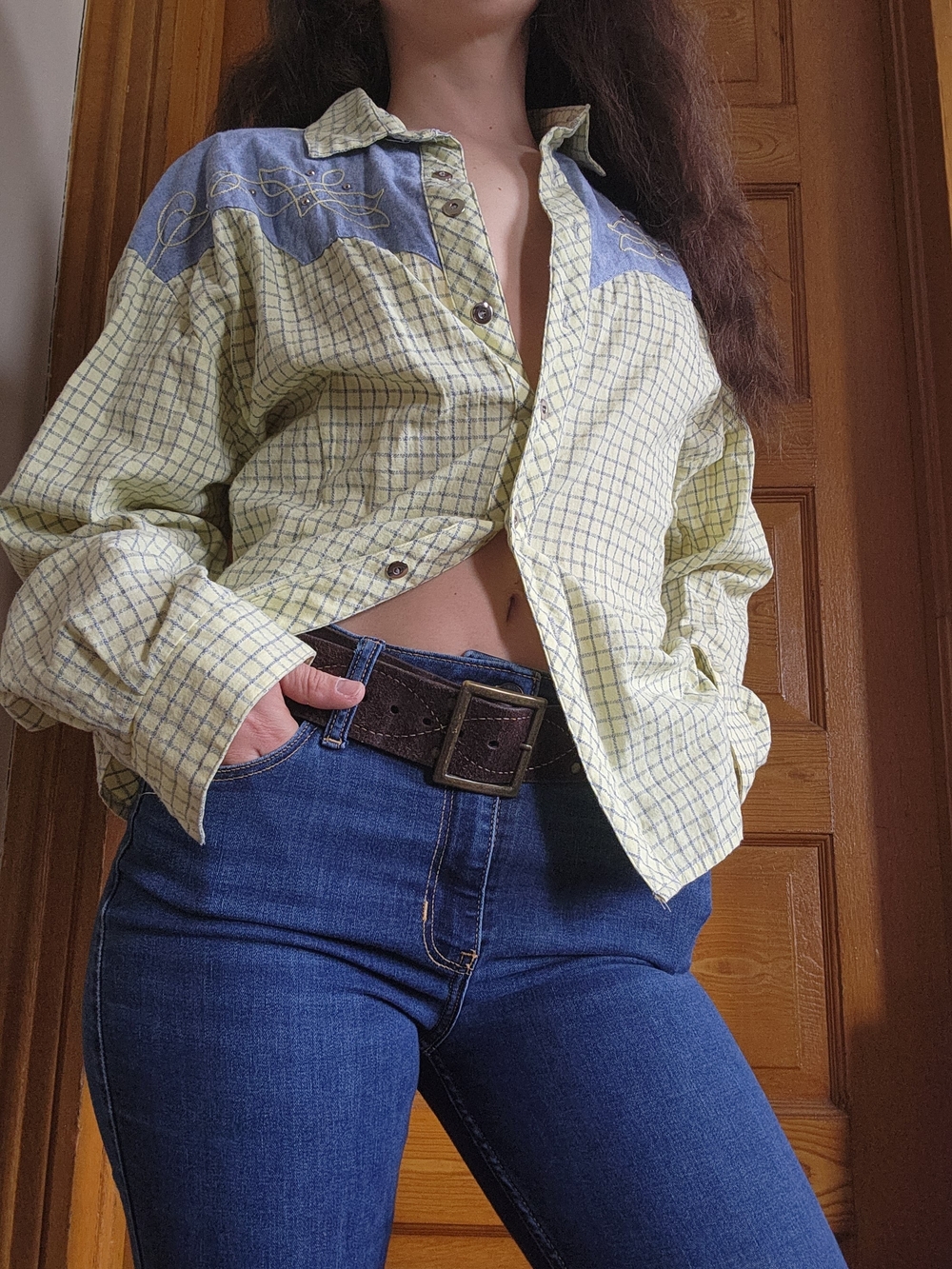 Vintage Western Button-Up Shirt 100% Cotton